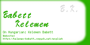 babett kelemen business card